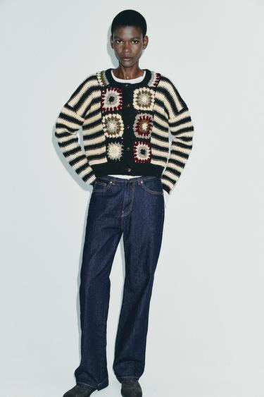 CROCHET STRIPED CARDIGAN - Multicoloured by Zara