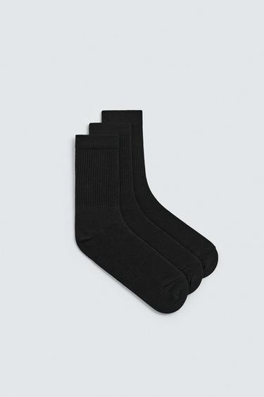 CALCETINES RIB BÁSICO PACK 3 - Negro de Zara