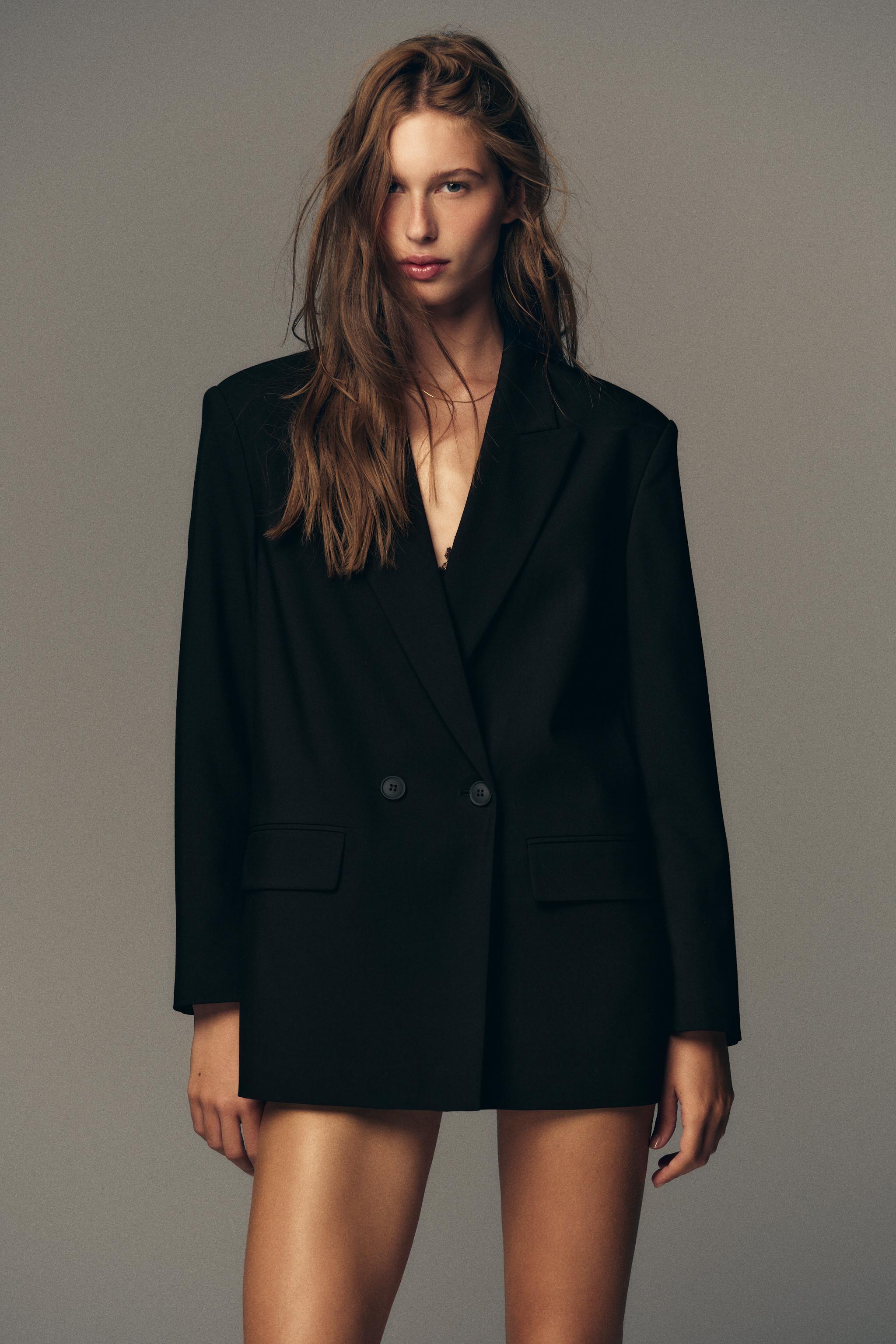 【美品】ZARA ザラ　ブラック ダブルブレスト テーラードジャケット ZARAザラ テーラードダブルブレストブレザー M - メルカリ