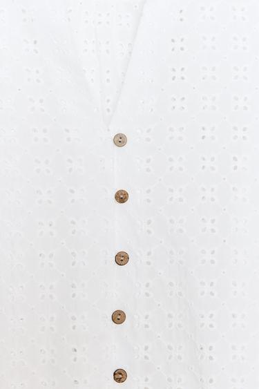 CHEMISE COURTE BRODERIES AJOURÉES - Blanc de Zara - Image 6