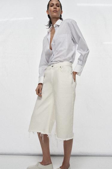 Zara ZW COLLECTION 拼接領條紋襯衫 - 條紋