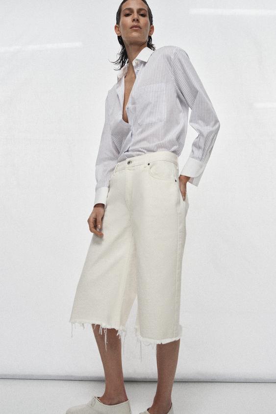 STRIPED SHIRT WITH CONTRAST COLLAR ZW COLLECTION