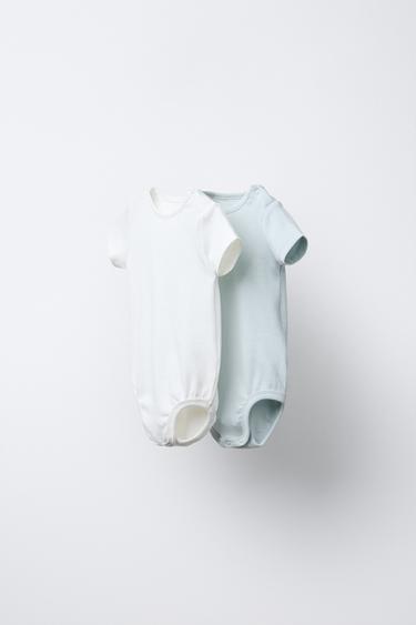 2ER-PACK BODYS MIT RIPPENMUSTER - Seegrün von Zara