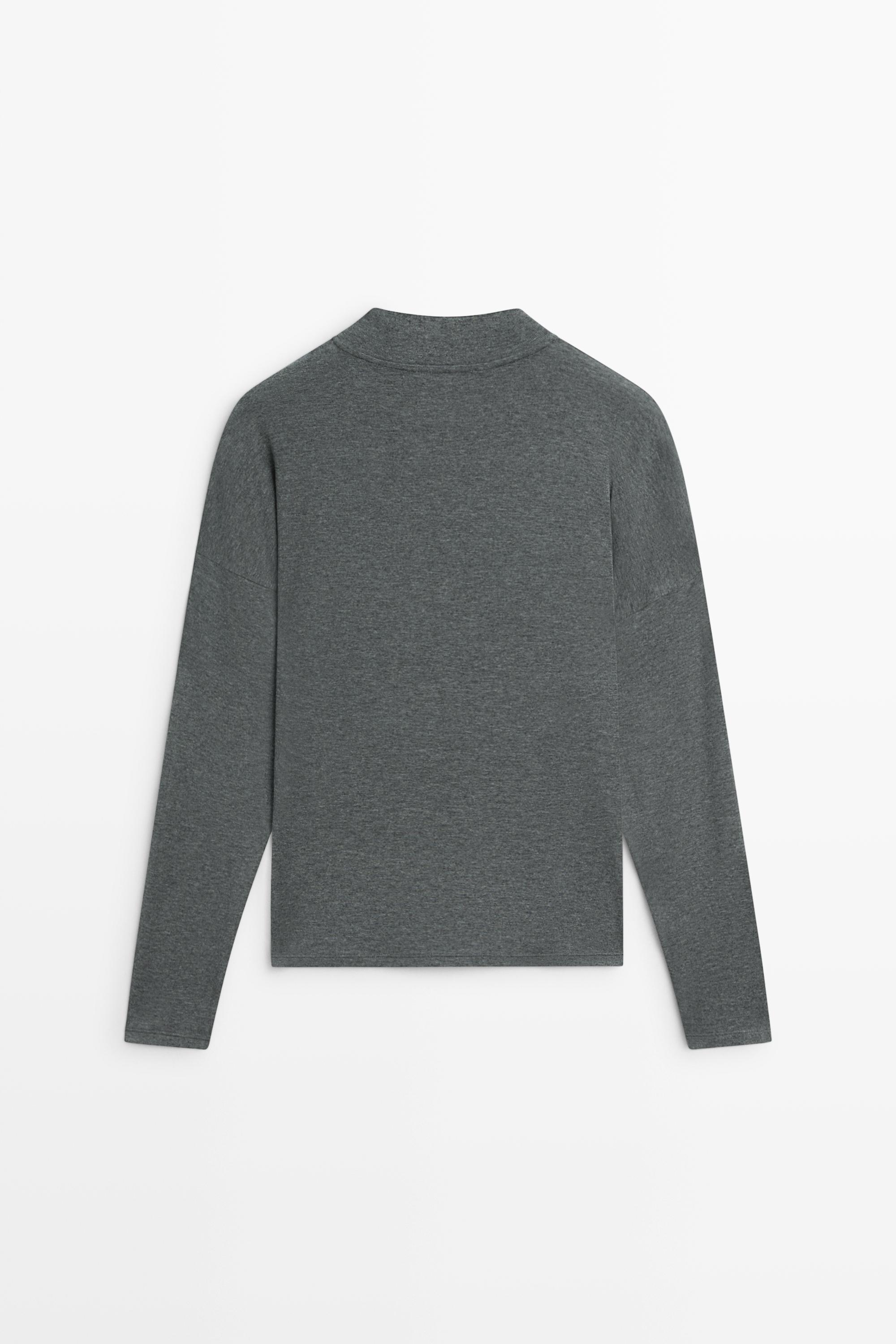 Funnel neck knit T-shirt