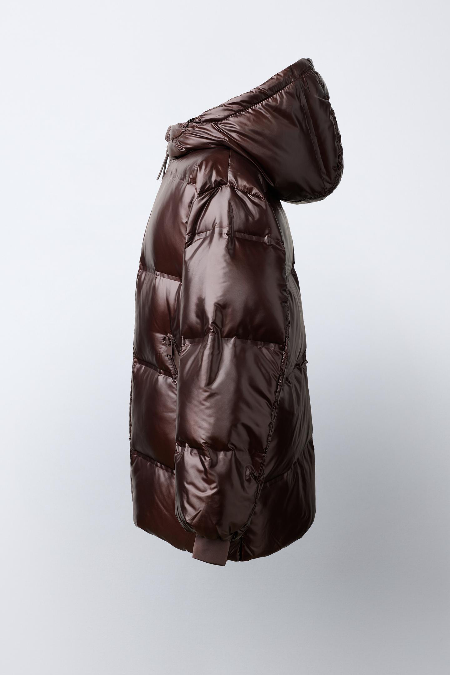 Детская куртка Zara 50/50 Down and Feather Long Technical Puffer, цвет: Коричневый — фото 4
