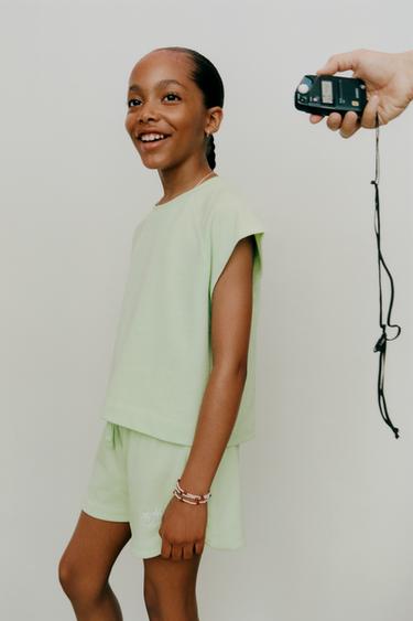 Zara PLAIN T-SHIRT - Green