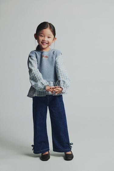 EMBROIDERED KNIT VEST AND CHECK SHIRT SET - Sky blue de Zara - Image 4