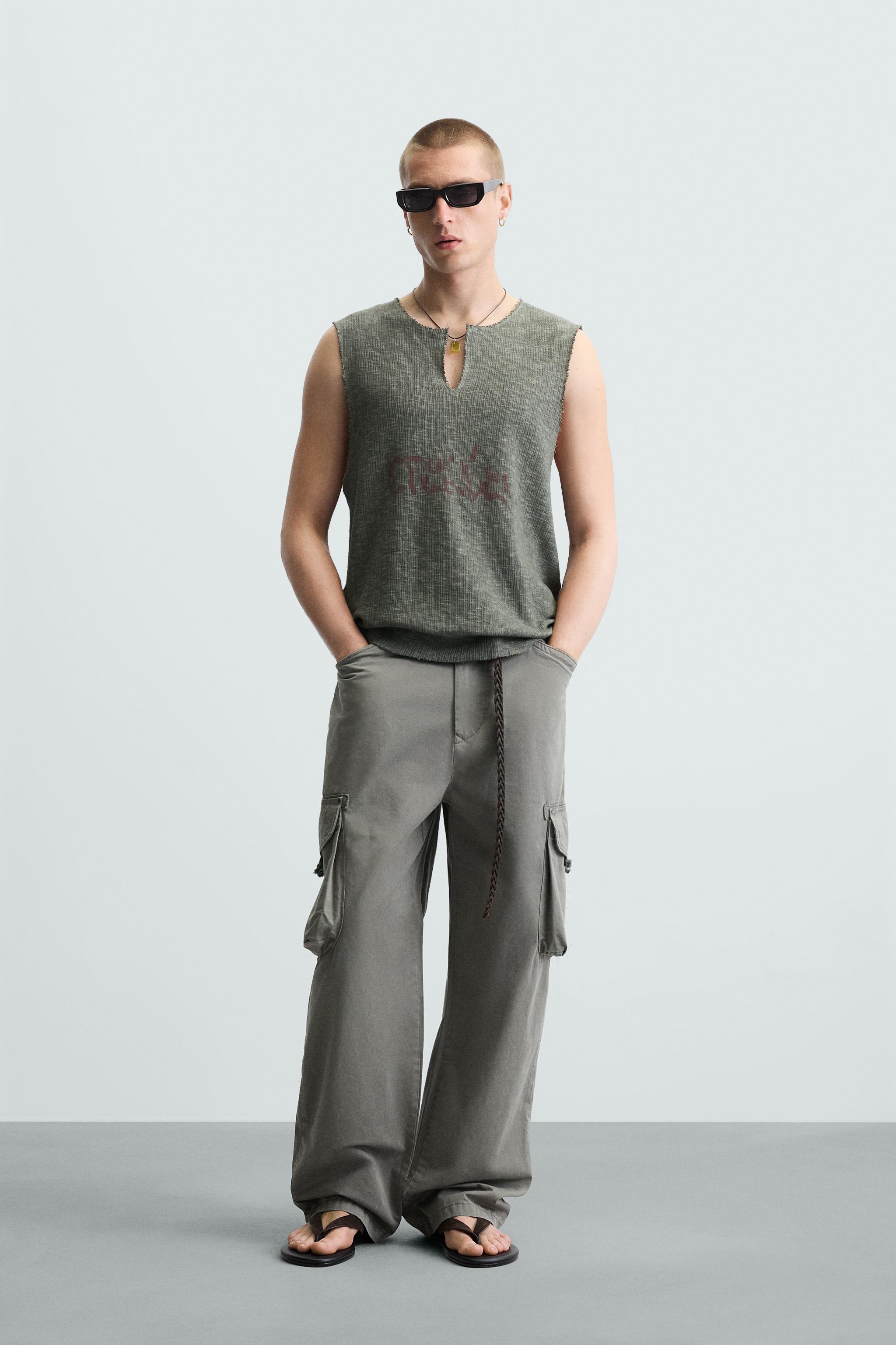 WASHED PRINTED KNIT TANK TOP - washed green | ZARA South Africa