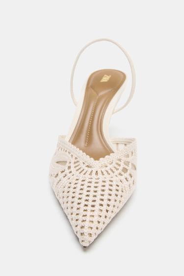HEELED SHOES WITH PERFORATED TOP - Ecru White by Zara - Image 4