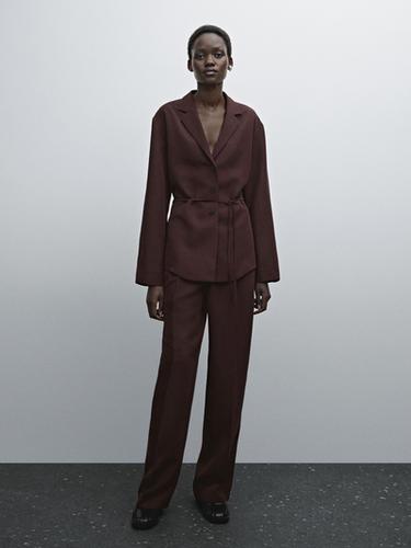 Zara Semi-textured blazer with belt - various