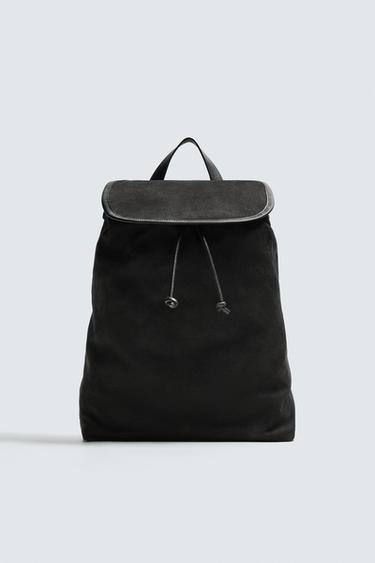 Zara LEATHER BACKPACK - Black
