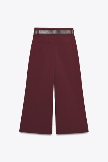 DARTED TROUSERS WITH BELT - Burgundy by Zara - Image 7