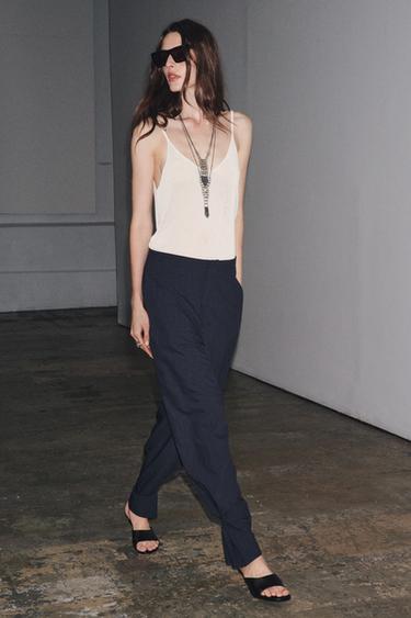 KNITTED STRAPPY TOP - Ecru by Zara - Image 1