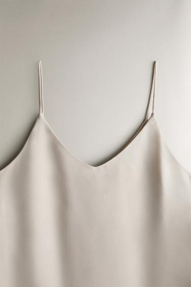 PLAIN SATEEN TOP - Pearl grey by Zara - Image 1