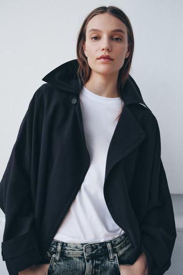 ZW COLLECTION SHORT FLOWING TRENCH COAT - Navy blue by Zara - Image 4