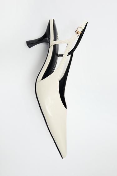 Zara SLINGBACK HEELS - Ecru