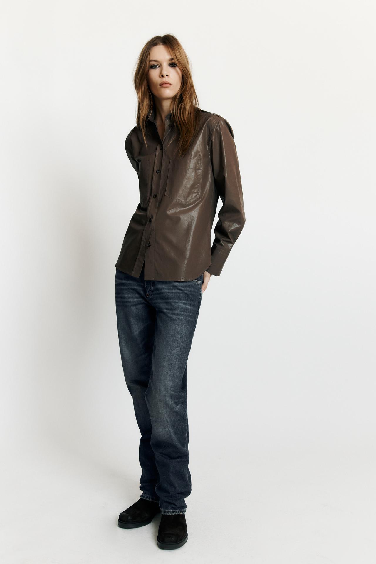 SHIMMER EFFECT POCKET SHIRT