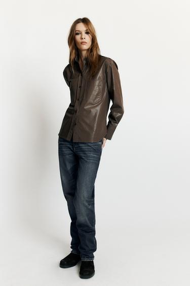 SHIMMER POCKET SHIRT — Brown 2