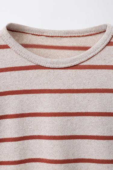 SOFT TOUCH STRIPED T-SHIRT - Light beige by Zara - Image 2