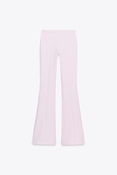 Zara INTERLOCK FLARE PANTS - Pink