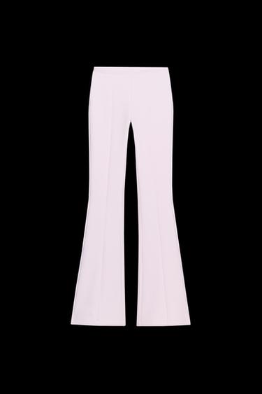 Zara INTERLOCK FLARE PANTS - Pink - Image 0