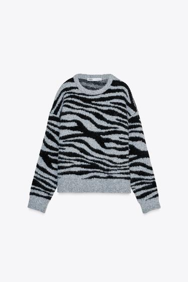 ANIMAL PRINT KNIT SWEATER - Greys by Zara - Image 0