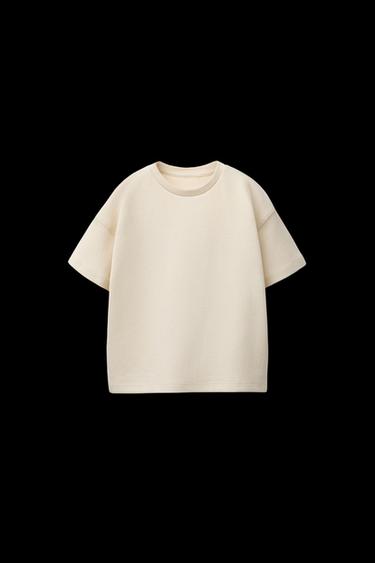 EINFARBIGES INTERLOCK-T-SHIRT - Beige von Zara - Bild 0