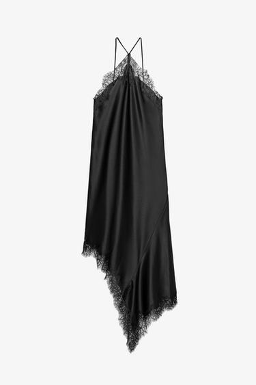 ZW COLLECTION SATIN LACE DRESS - Black by Zara - Image 5
