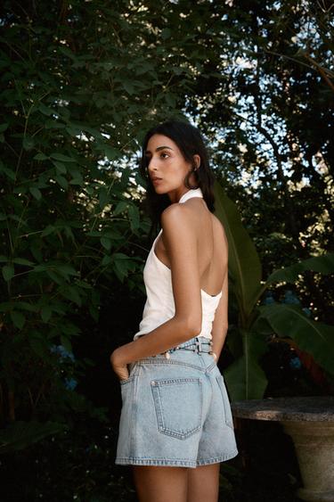 SHORT Z1975 MOM FIT TAILLE MI-HAUTE - Bleu clair de Zara - Image 3