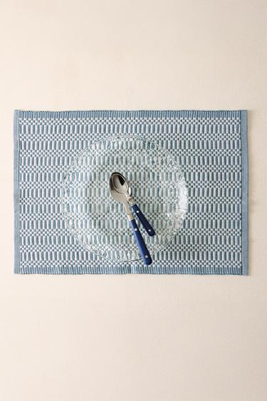 MANTEL INDIVIDUAL GEOMÉTRICO (PACK DE 2) - Azul de Zara