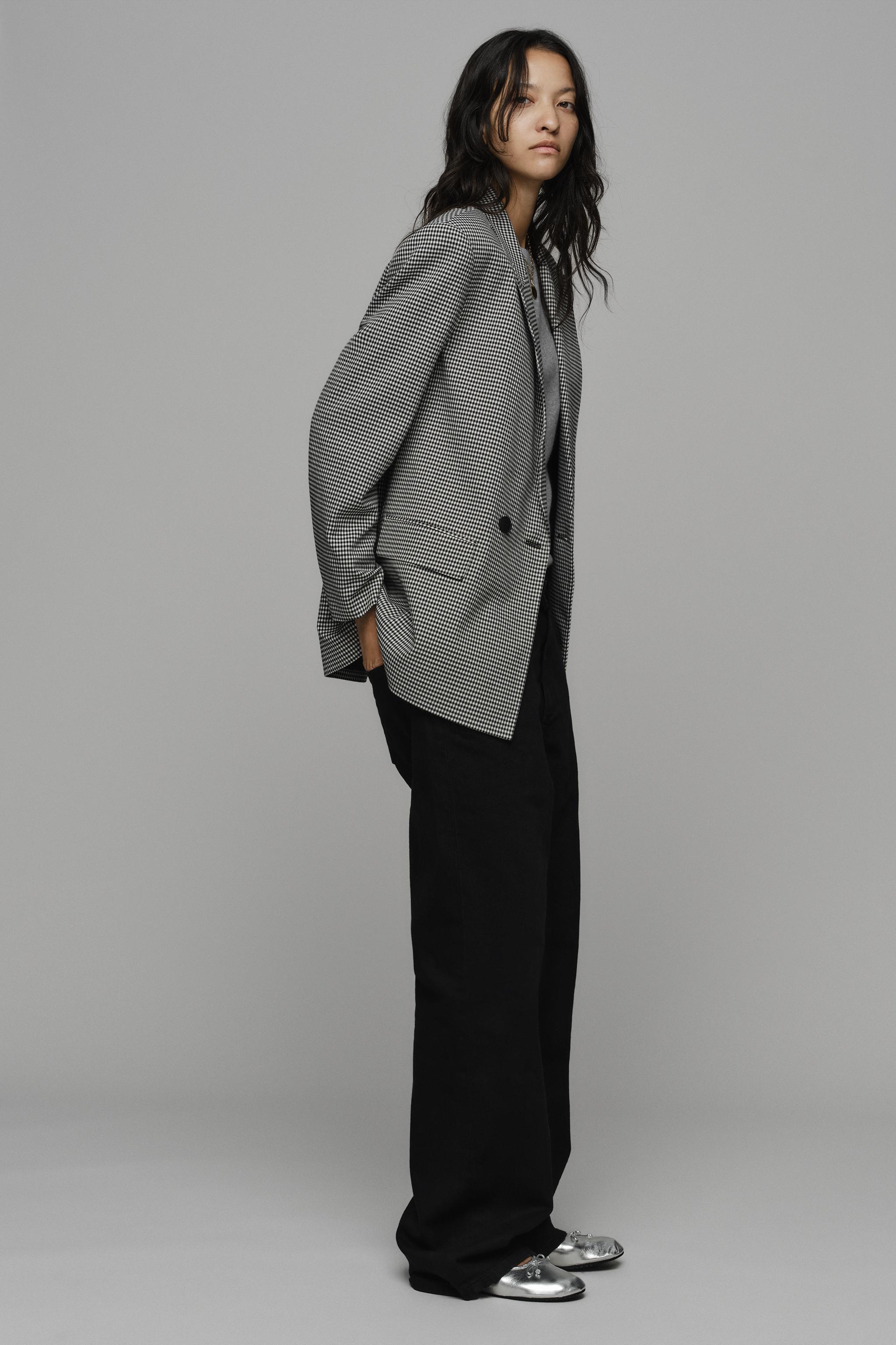 Zara KAZAYAĞI DESENLİ OVERSIZE KRUVAZE BLAZER görsel 3