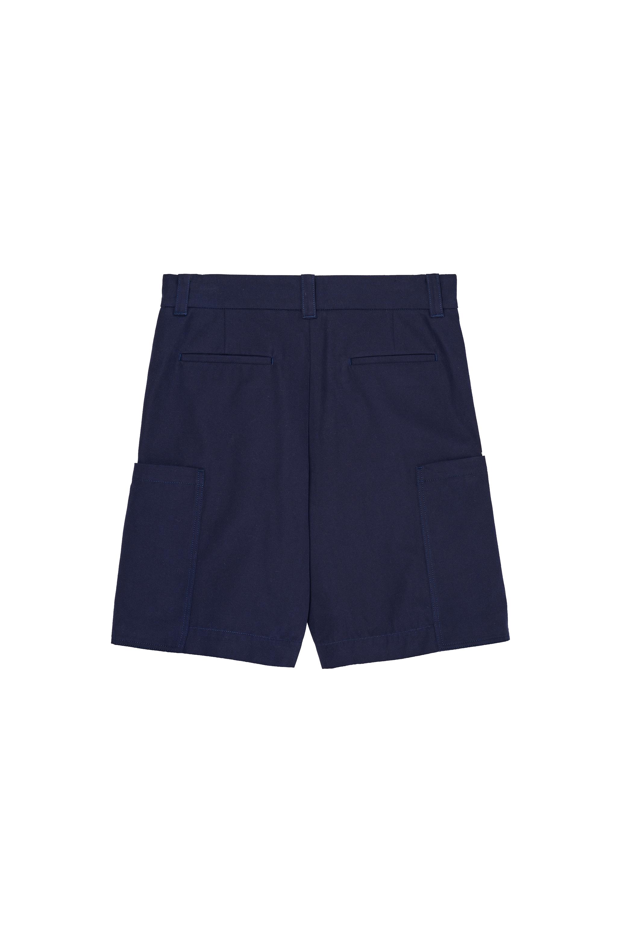 RELAXED FIT CARGO SHORTS WITH PLEATS - Navy blue | ZARA United States