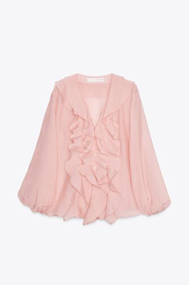 CHEMISE À VOLANTS ZW COLLECTION - Rose pastel de Zara