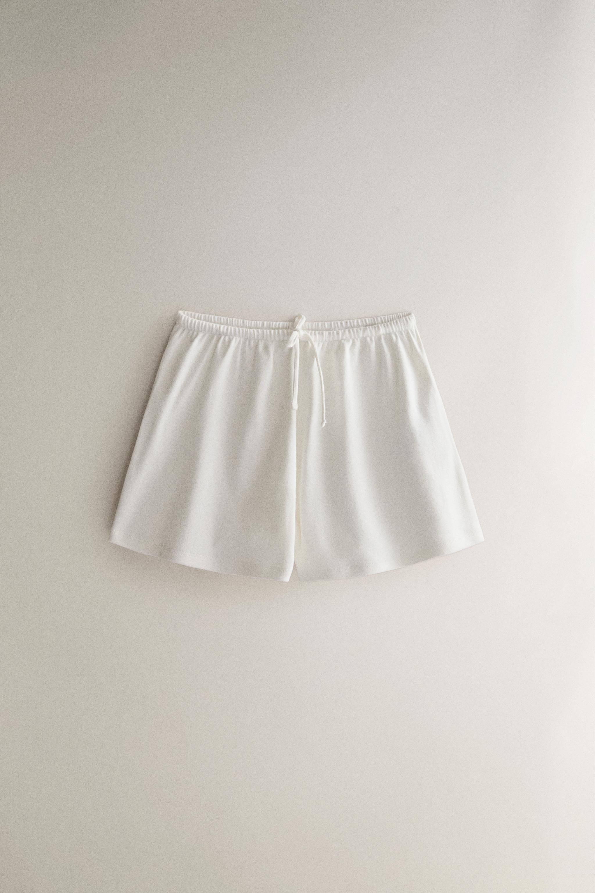 COTTON JERSEY SHORTS — Oyster-white