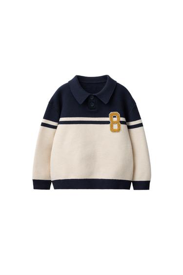 VARISITY PATCH KNIT POLO SHIRT - Navy blue by Zara