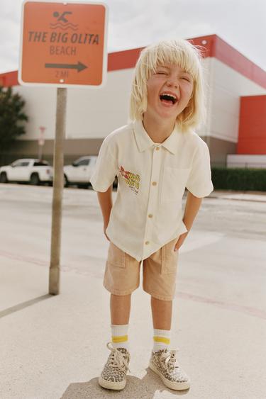Zara WORKER TWILL BERMUDA SHORTS - Sand