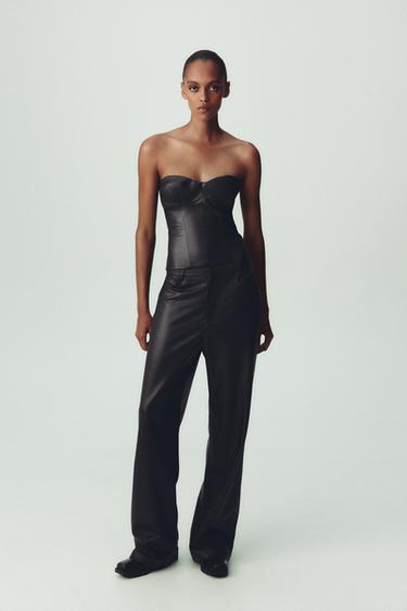 TOP CORSÉ EFECTO PIEL - Negro de Zara - Imagen 0