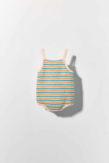 Zara STRIPED KNIT ROMPER - 474