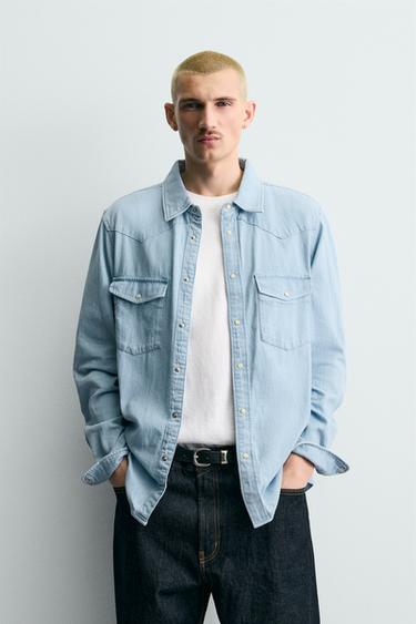 WESTERN DENIMSKJORTE - lys blå fra Zara
