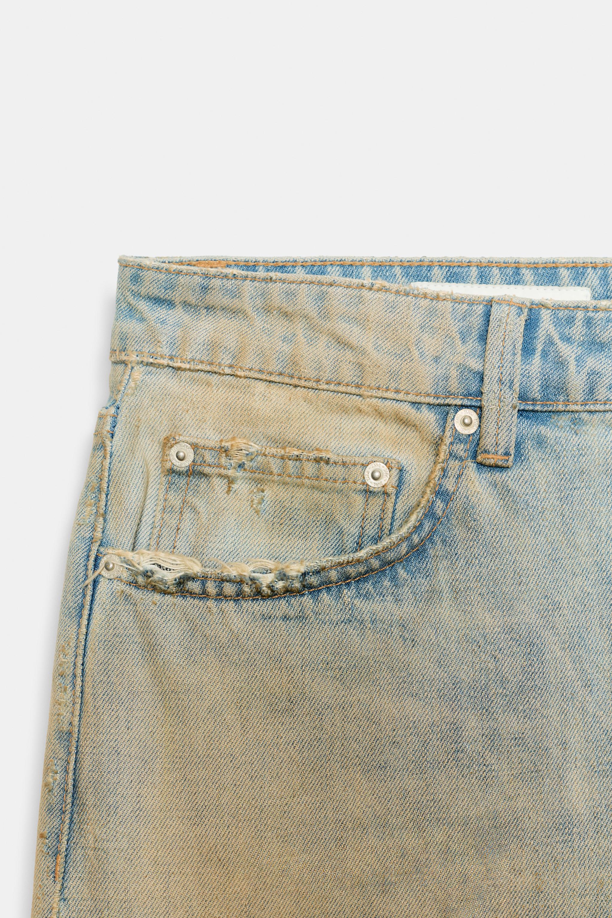 Zara TRF DISTRESSED BAGGY DENIM JORTS görsel 8