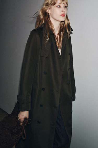 WATER REPELLENT DOUBLE-BREASTED TRENCH COAT ZW COLLECTION - Dark khaki by Zara - Image 0