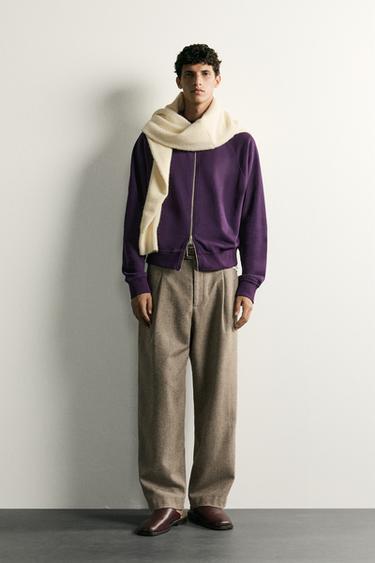 SUDADERA REGULAR FIT CUELLO CREMALLERA - Berenjena de Zara - Imagen 0