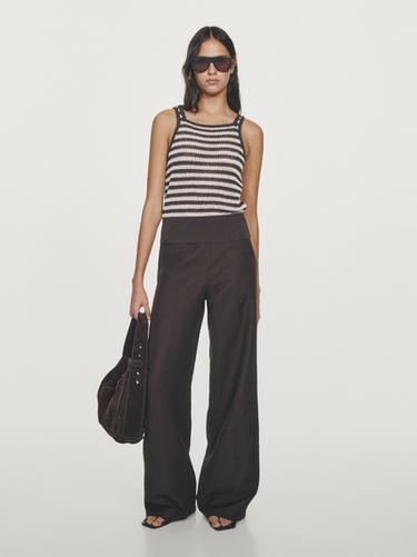 Zara Crochet top with striped detail - Brown