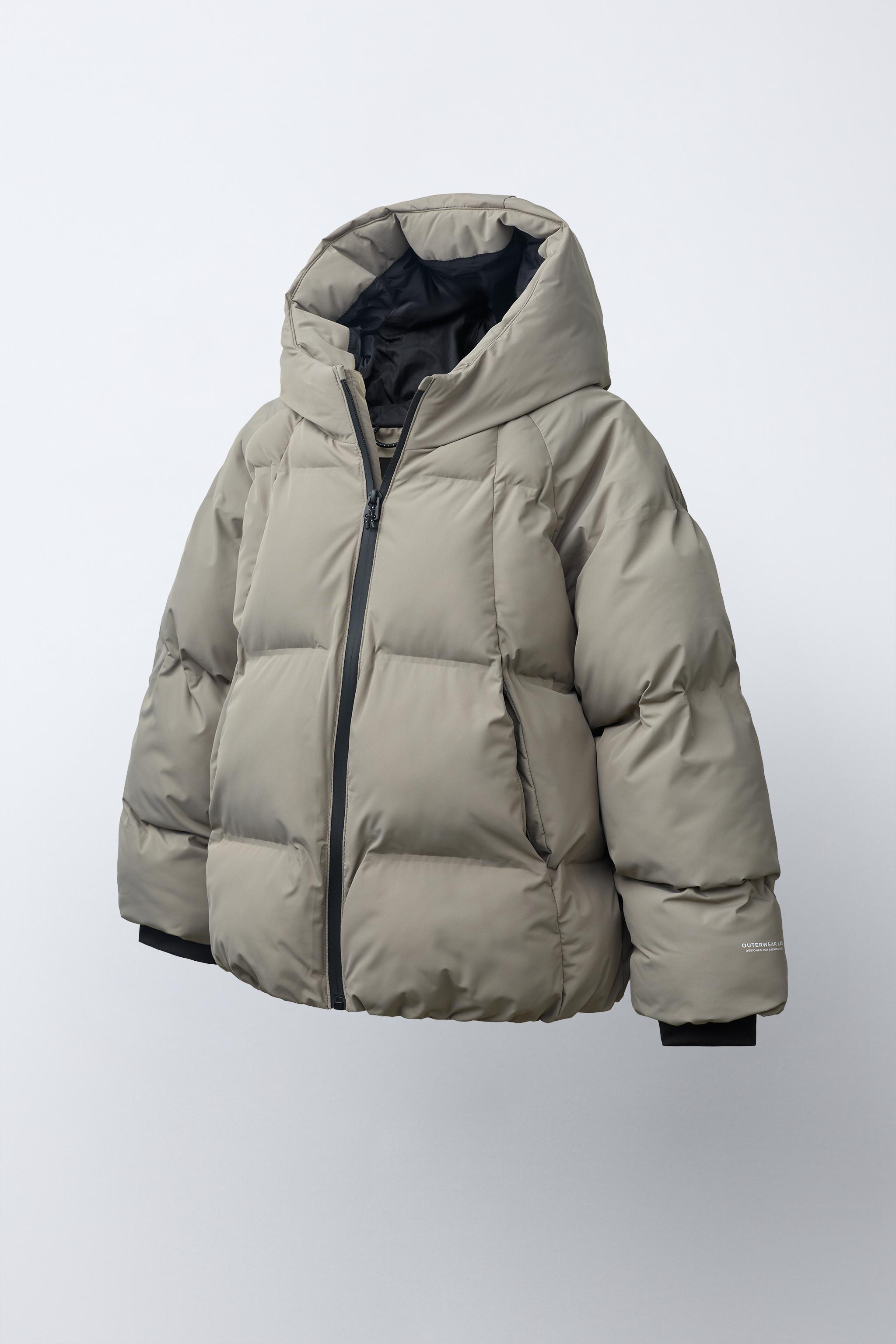 WATER REPELLENT PUFFER HOODIE JACKET — Light mink