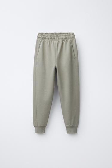 EMBOSSED TEXT INTERLOCK HOODIE AND JOGGERS SET - Beige by Zara - Image 3