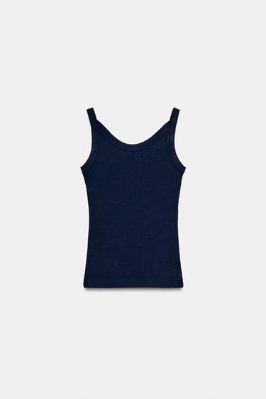 RIBBED SLOGAN T-SHIRT - Blue by Zara - Image 3