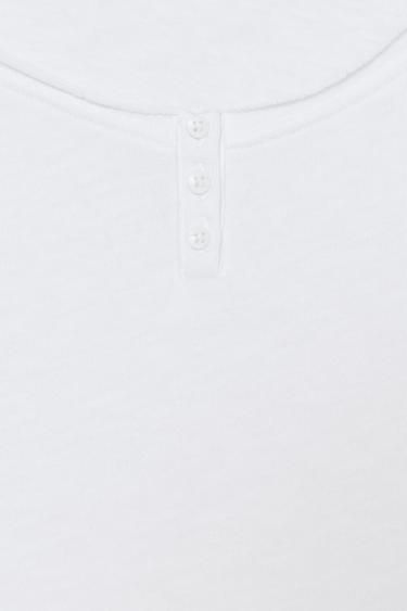HENLEY NECK T-SHIRT - White by Zara - Image 7