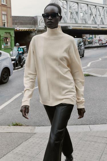 OVERSIZE KNIT JUMPER - Mid-ecru by Zara