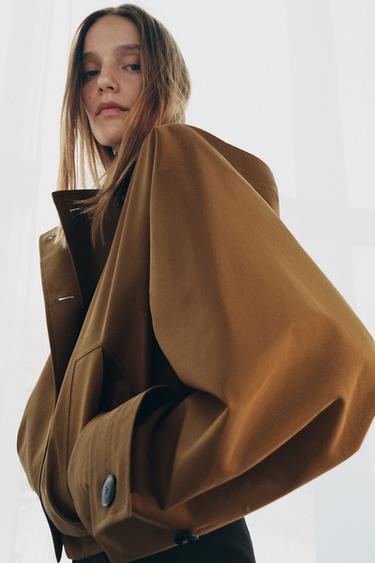WATER-REPELLENT SHORT TRENCH COAT ZW COLLECTION - camel by Zara