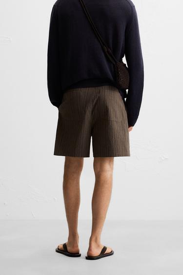 BERMUDA REGULAR FIT RAYURES - Marron de Zara - Image 2